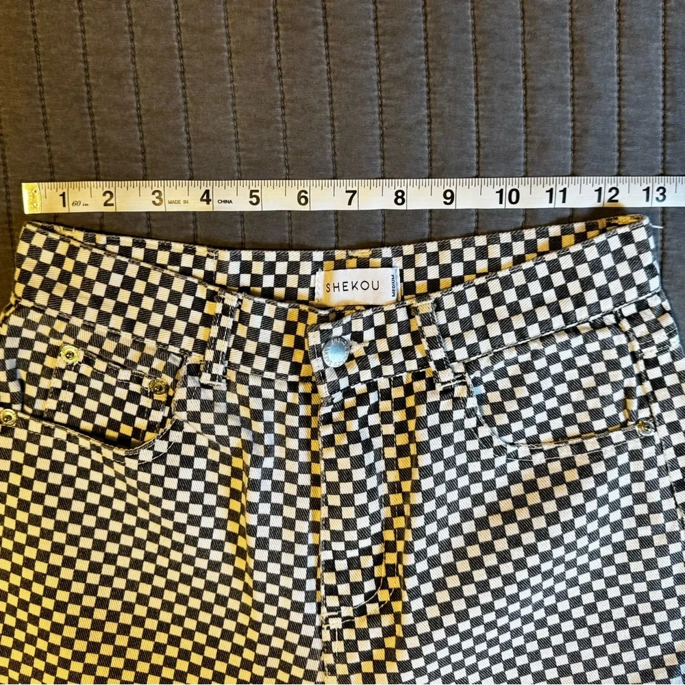 Shekou black and white checkered denim junior’s size XS - Picture 4 of 8